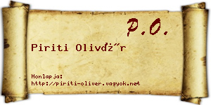 Piriti Olivér névjegykártya