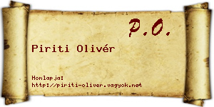 Piriti Olivér névjegykártya